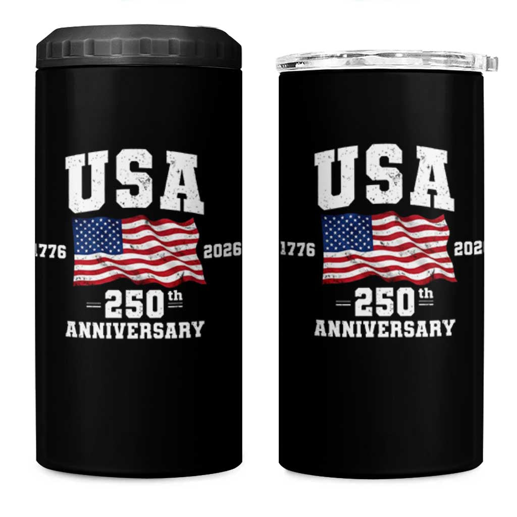 250th Anniversary USA 4th of July America US Flag Patriotic 4 in 1 Can Cooler Tumbler