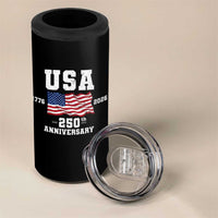 250th Anniversary USA 4th of July America US Flag Patriotic 4 in 1 Can Cooler Tumbler