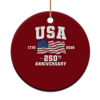250th Anniversary USA 4th of July America US Flag Patriotic Ceramic Ornament