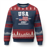 250th Anniversary USA 4th of July America US Flag Patriotic Ugly Christmas Sweater
