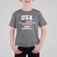 250th Anniversary USA 4th of July America US Flag Patriotic T Shirt For Kid
