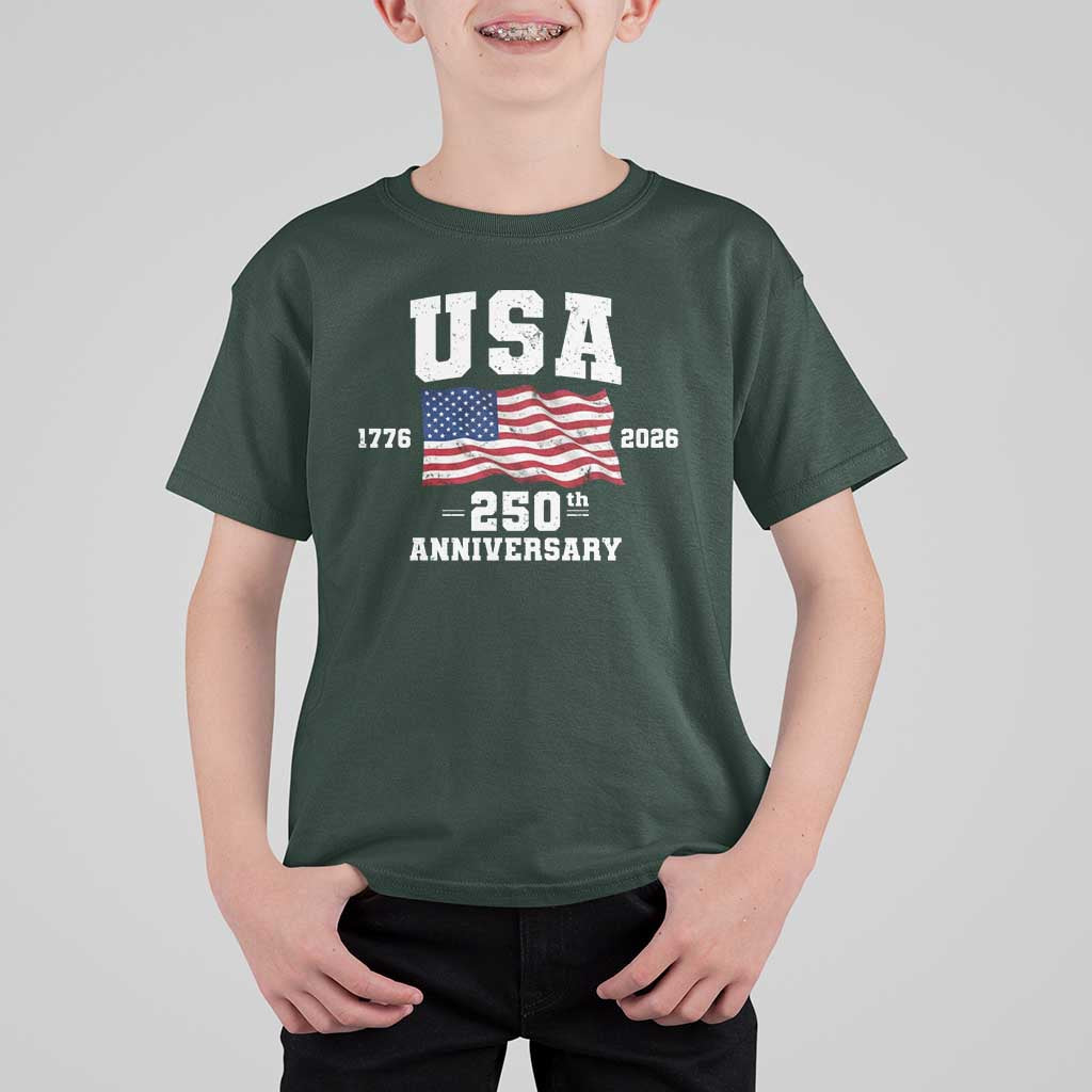 250th Anniversary USA 4th of July America US Flag Patriotic T Shirt For Kid