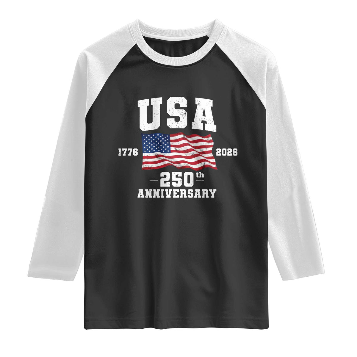 250th Anniversary USA 4th of July America US Flag Patriotic Raglan Shirt