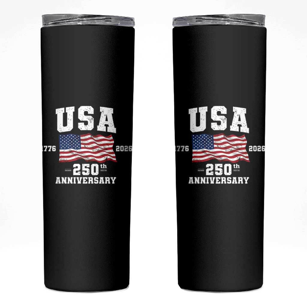 250th Anniversary USA 4th of July America US Flag Patriotic Skinny Tumbler