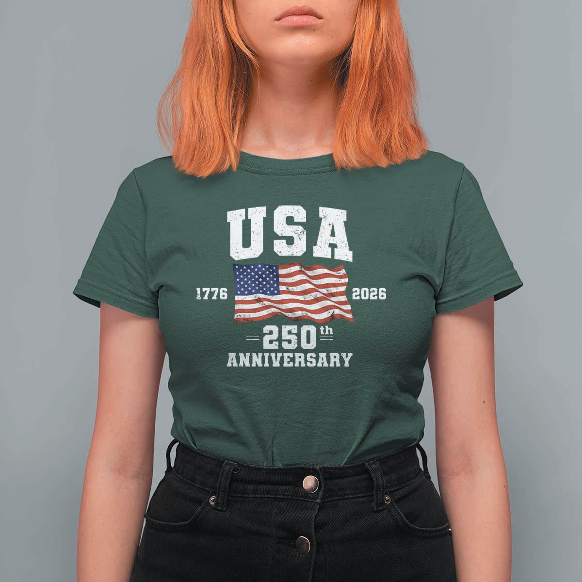 250th Anniversary USA 4th of July America US Flag Patriotic T Shirt For Women