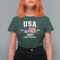 250th Anniversary USA 4th of July America US Flag Patriotic T Shirt For Women