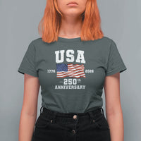 250th Anniversary USA 4th of July America US Flag Patriotic T Shirt For Women
