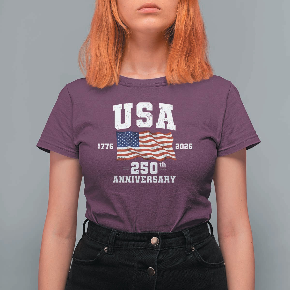 250th Anniversary USA 4th of July America US Flag Patriotic T Shirt For Women