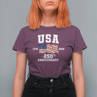 250th Anniversary USA 4th of July America US Flag Patriotic T Shirt For Women