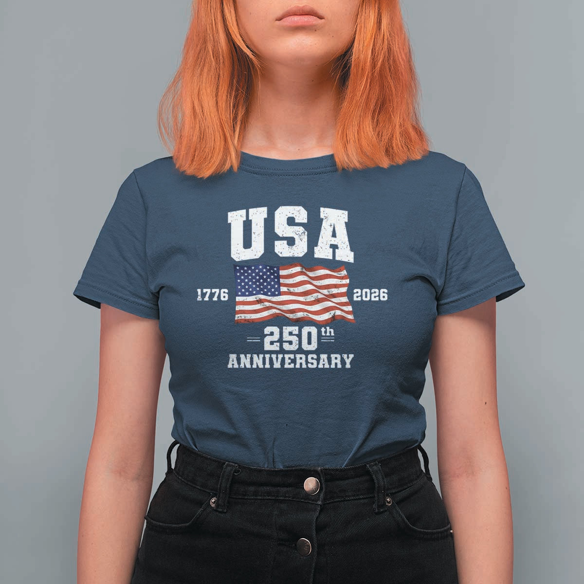 250th Anniversary USA 4th of July America US Flag Patriotic T Shirt For Women