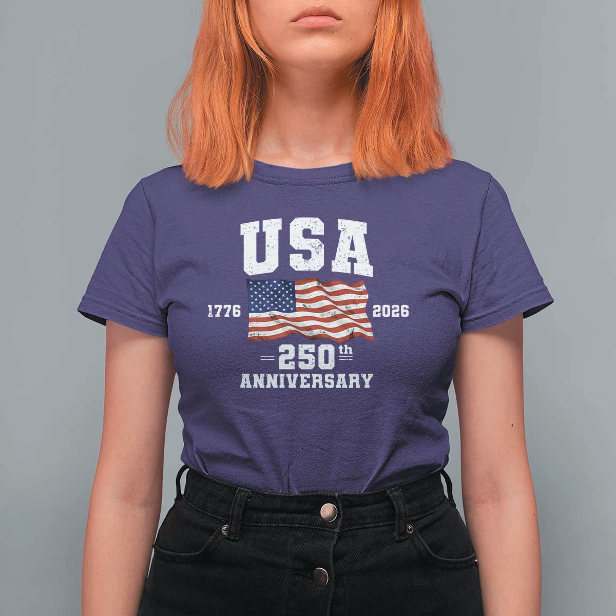 250th Anniversary USA 4th of July America US Flag Patriotic T Shirt For Women