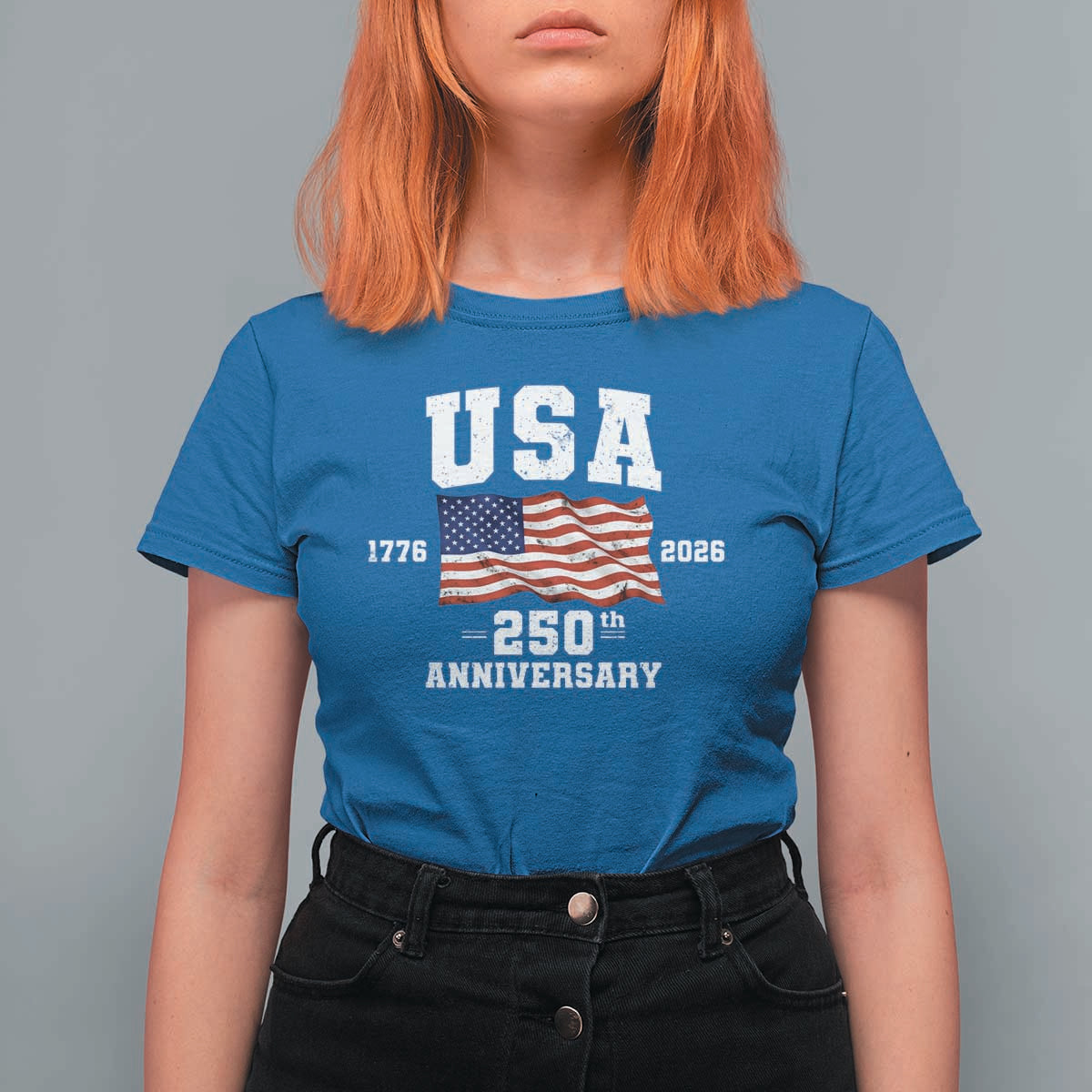 250th Anniversary USA 4th of July America US Flag Patriotic T Shirt For Women