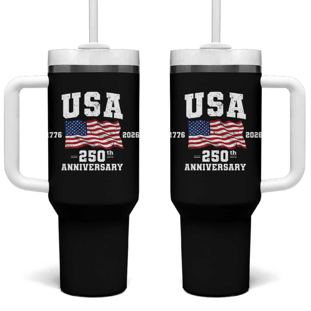 250th Anniversary USA 4th of July America US Flag Patriotic Tumbler With Handle