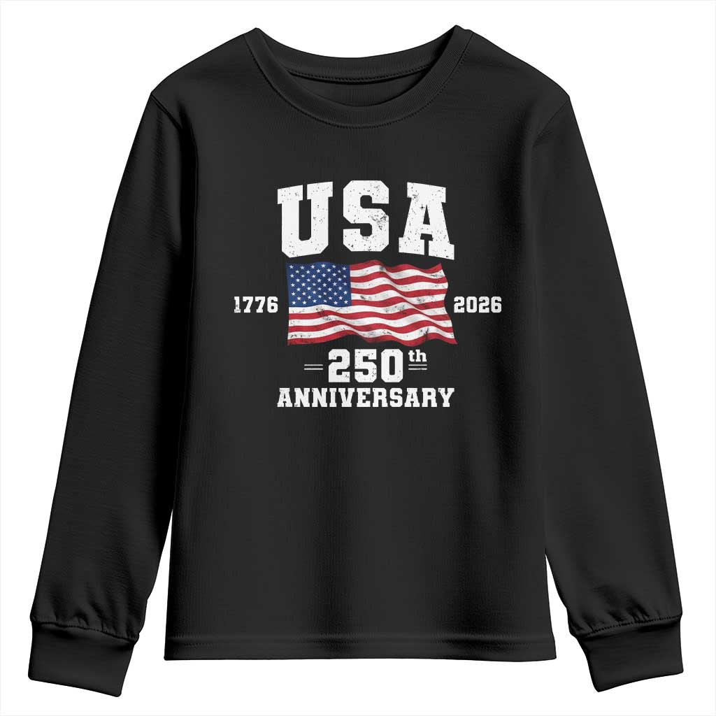 250th Anniversary USA 4th of July America US Flag Patriotic Youth Sweatshirt