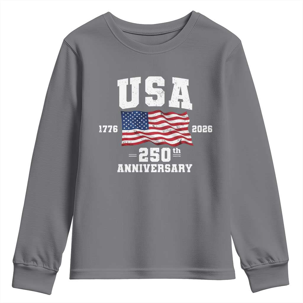 250th Anniversary USA 4th of July America US Flag Patriotic Youth Sweatshirt