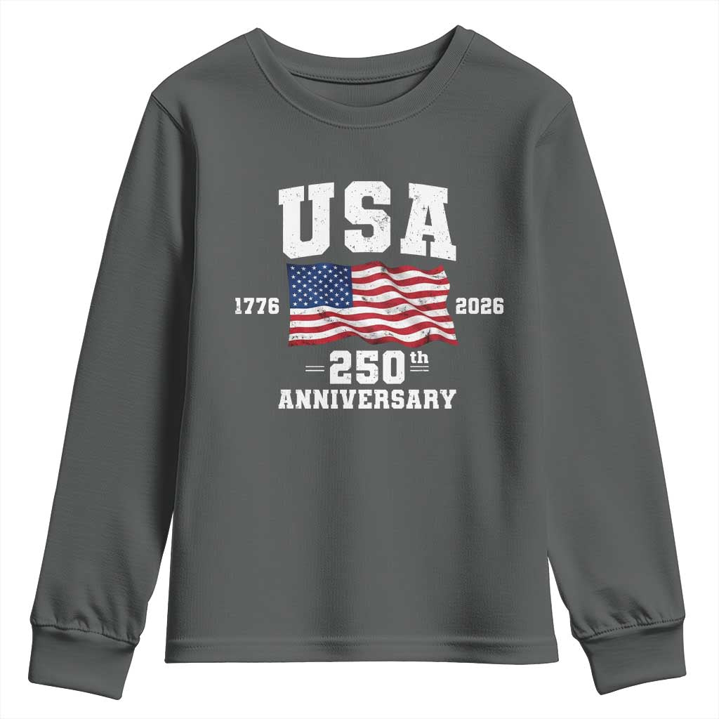 250th Anniversary USA 4th of July America US Flag Patriotic Youth Sweatshirt