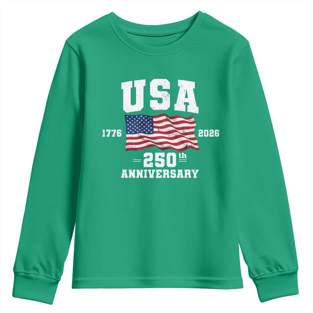 250th Anniversary USA 4th of July America US Flag Patriotic Youth Sweatshirt