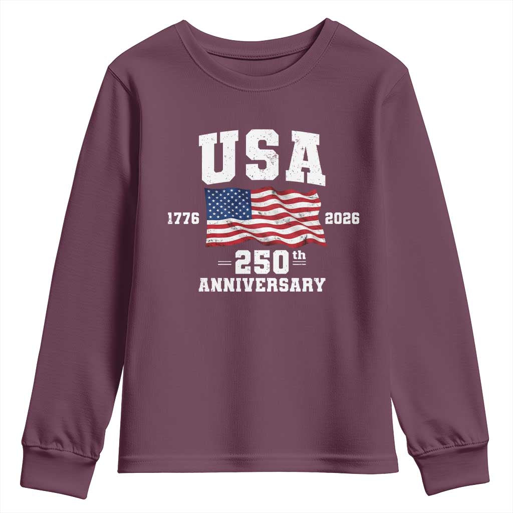 250th Anniversary USA 4th of July America US Flag Patriotic Youth Sweatshirt