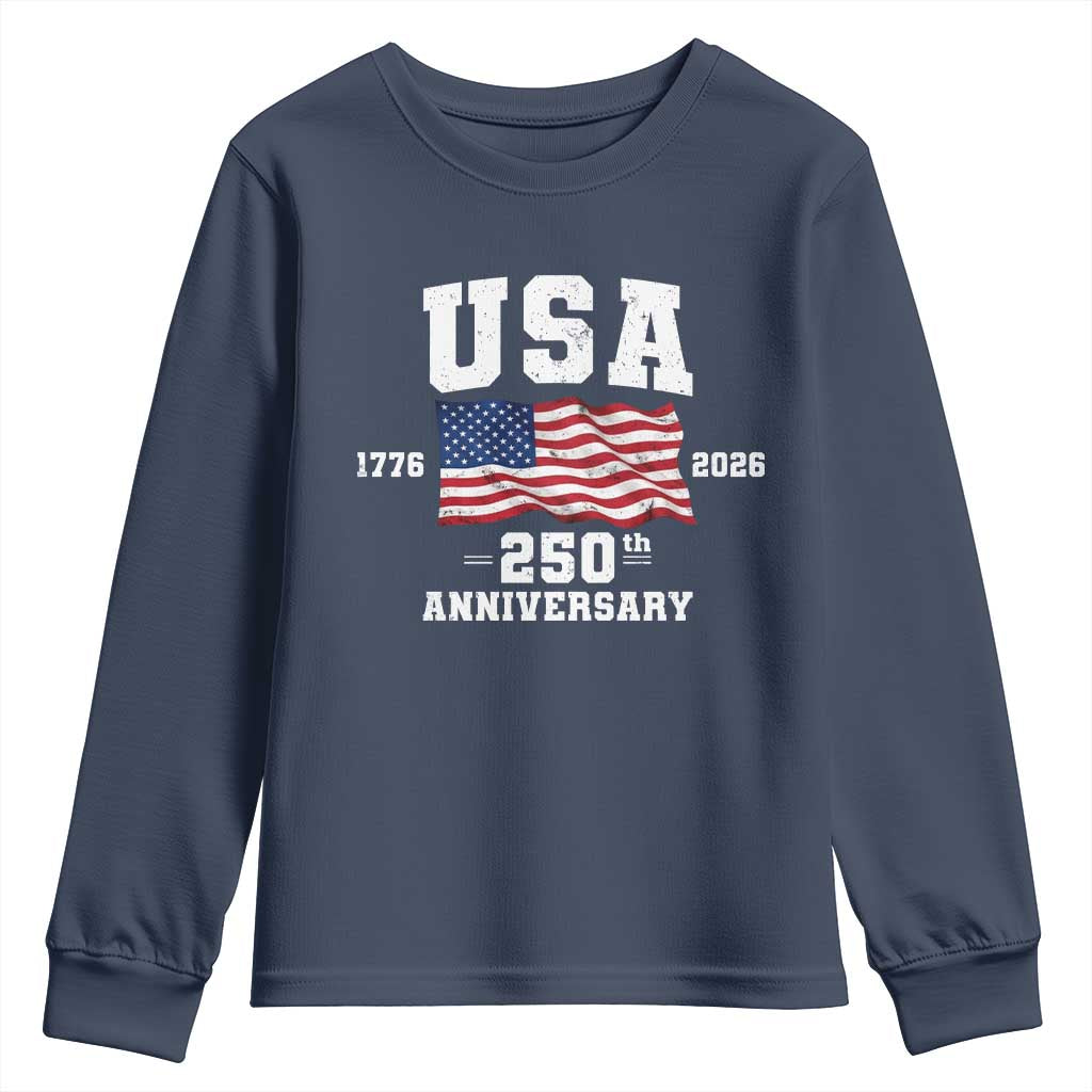 250th Anniversary USA 4th of July America US Flag Patriotic Youth Sweatshirt