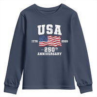 250th Anniversary USA 4th of July America US Flag Patriotic Youth Sweatshirt