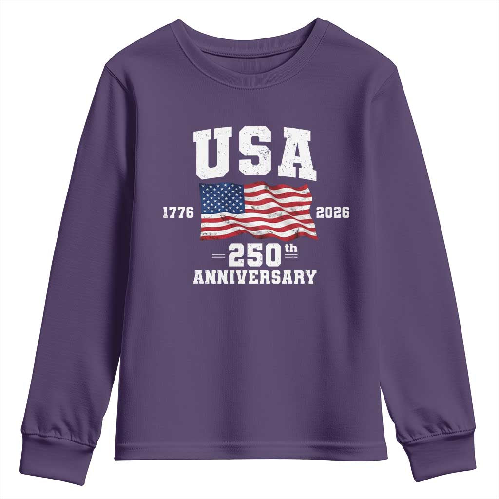 250th Anniversary USA 4th of July America US Flag Patriotic Youth Sweatshirt