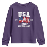 250th Anniversary USA 4th of July America US Flag Patriotic Youth Sweatshirt