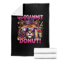 Funny Goddammit Cat Princess Meme Throw Blanket Cartoon Style