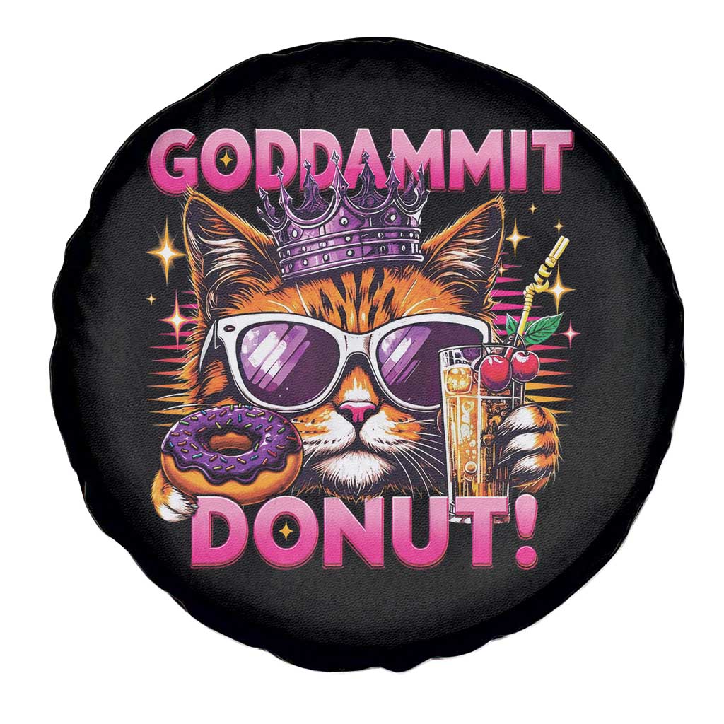 Funny Goddammit Cat Princess Meme Spare Tire Cover Cartoon Style