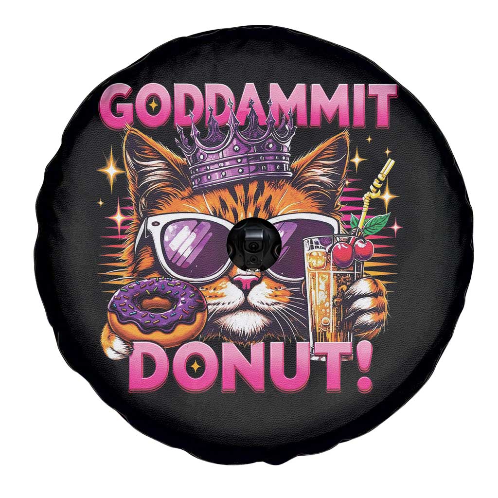 Funny Goddammit Cat Princess Meme Spare Tire Cover Cartoon Style