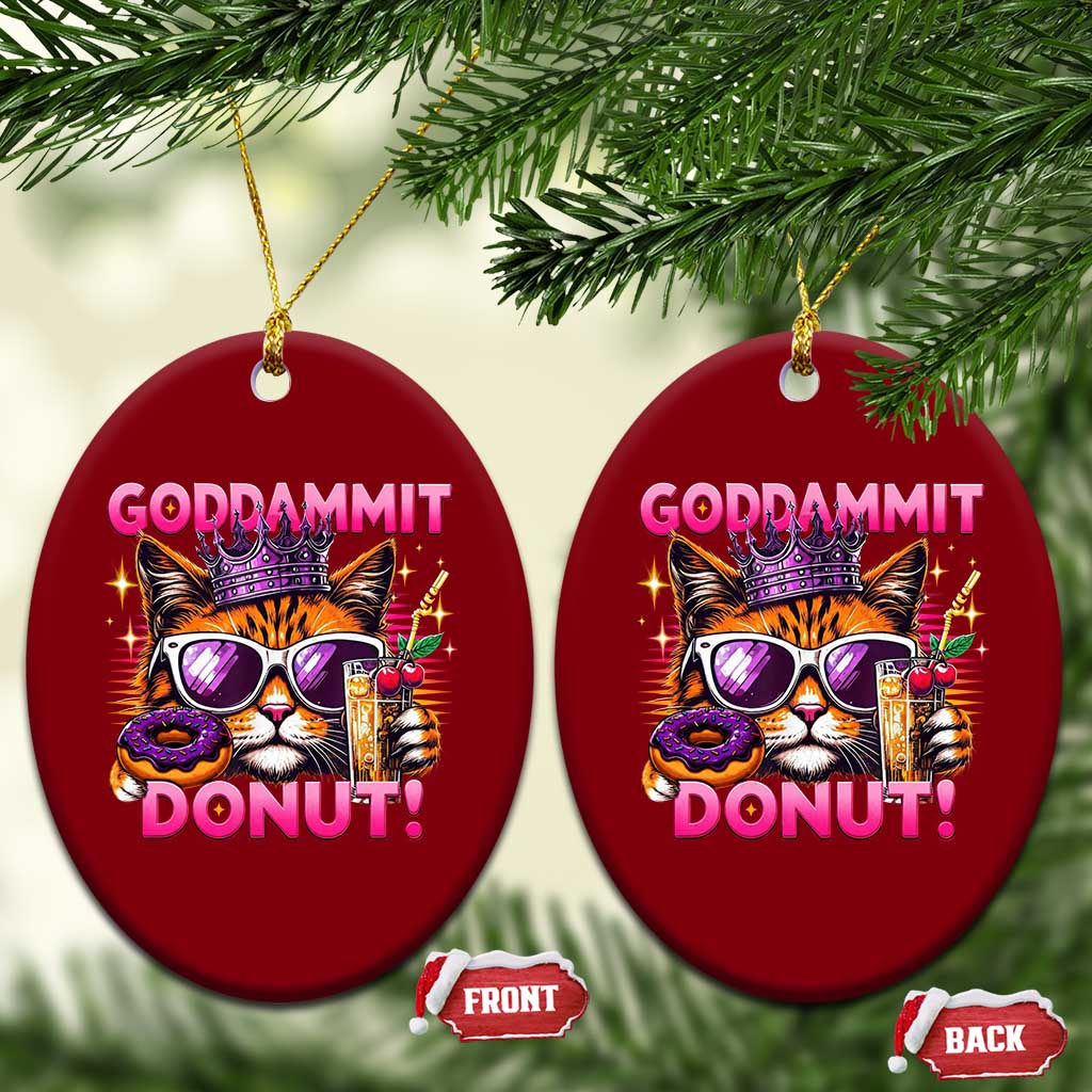 Funny Goddammit Cat Princess Meme Ceramic Ornament Cartoon Style