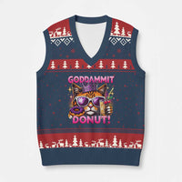 Funny Goddammit Cat Princess Meme V-Neck Knit Sweater Vest Cartoon Style