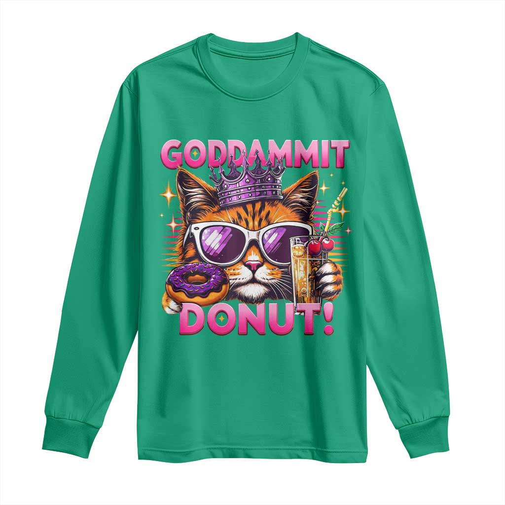 Funny Goddammit Cat Princess Meme Long Sleeve Shirt Cartoon Style