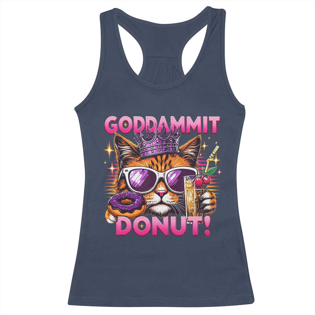 Funny Goddammit Cat Princess Meme Racerback Tank Top Cartoon Style