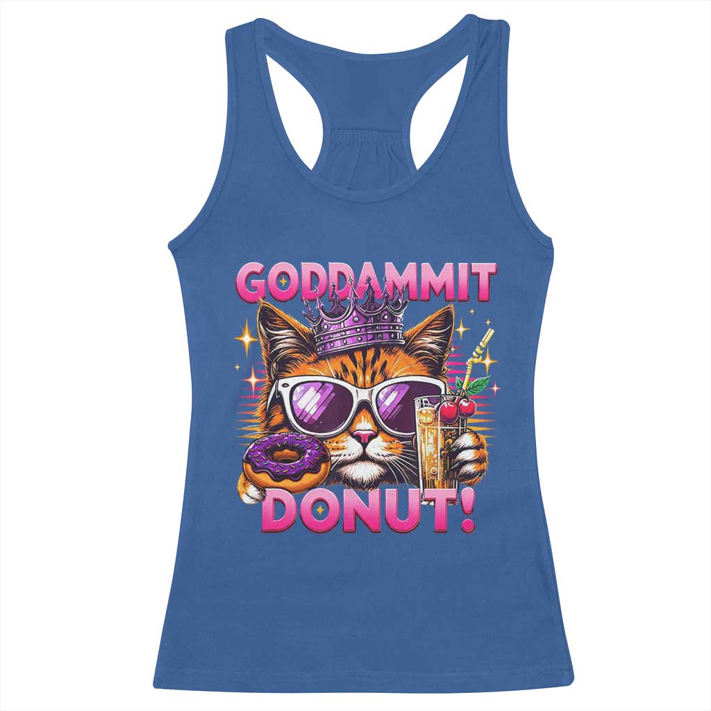 Funny Goddammit Cat Princess Meme Racerback Tank Top Cartoon Style