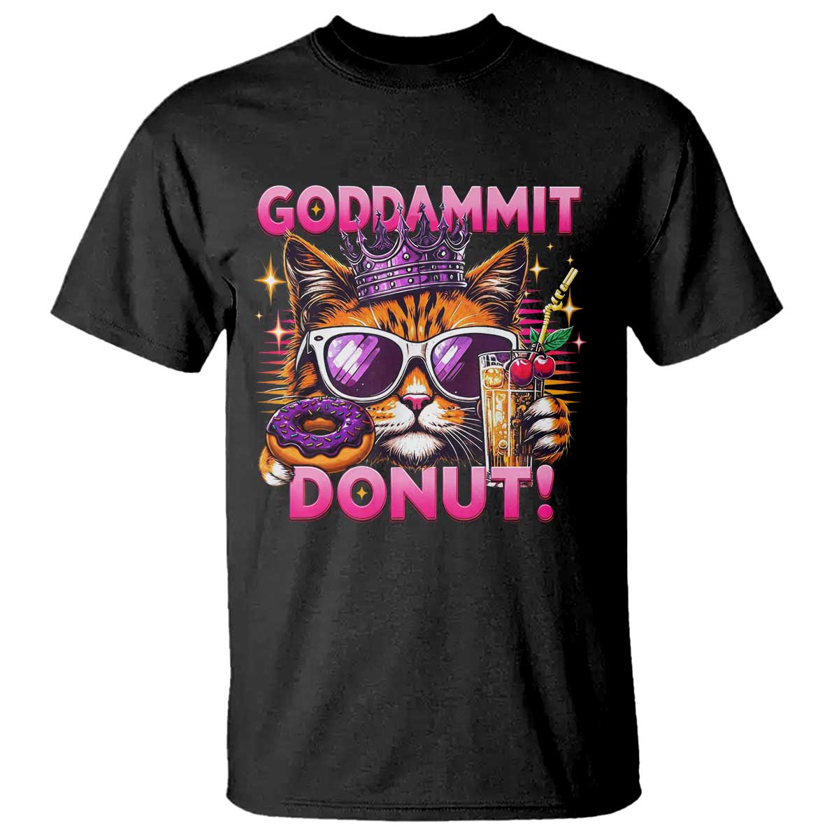 Funny Goddammit Cat Princess Meme T Shirt Cartoon Style