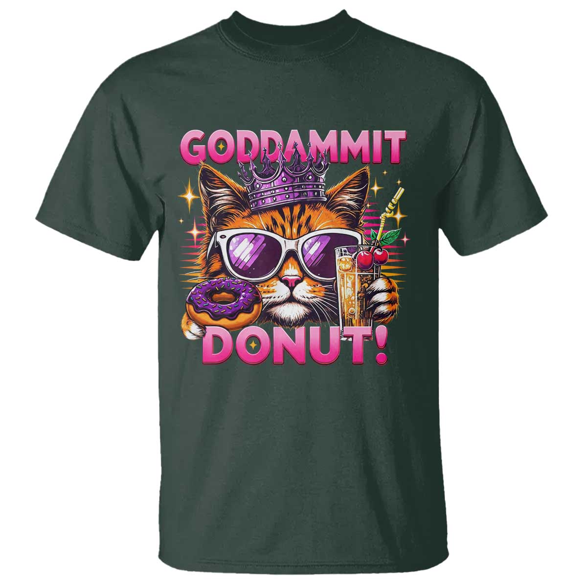 Funny Goddammit Cat Princess Meme T Shirt Cartoon Style