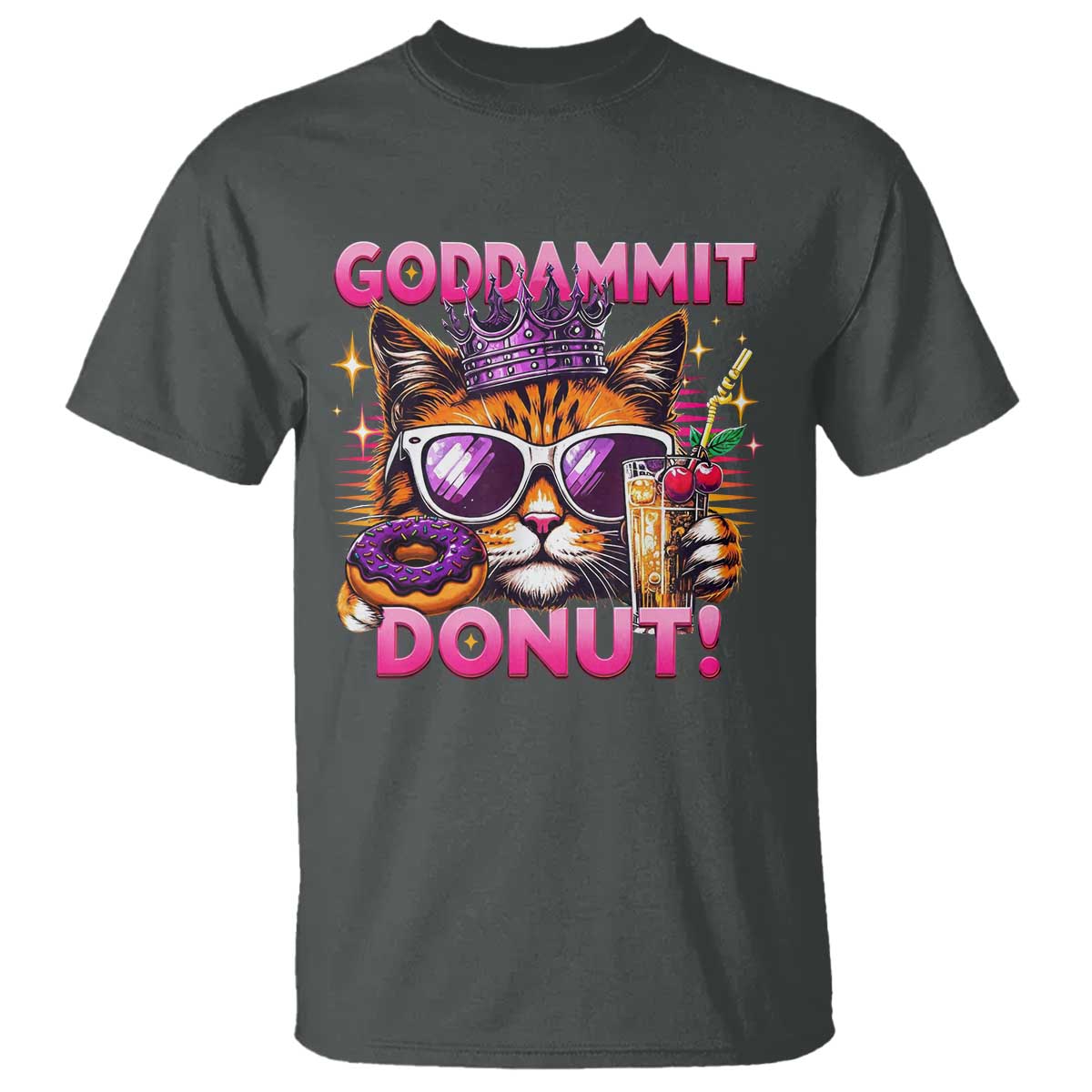 Funny Goddammit Cat Princess Meme T Shirt Cartoon Style