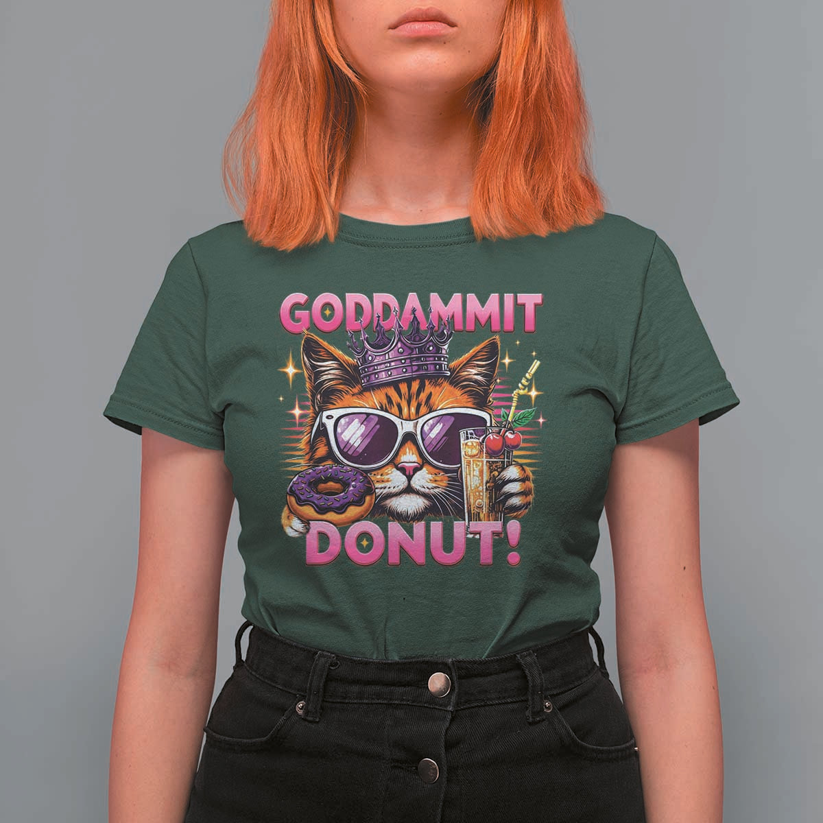 Funny Goddammit Cat Princess Meme T Shirt For Women Cartoon Style