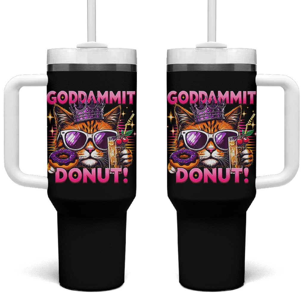 Funny Goddammit Cat Princess Meme Tumbler With Handle Cartoon Style