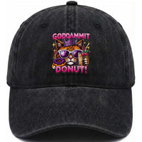 Funny Goddammit Cat Princess Meme Washed Cotton Baseball Cap Cartoon Style