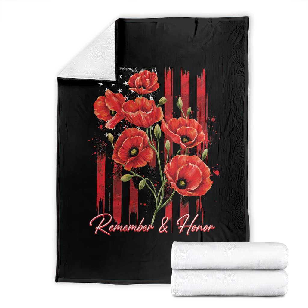 Remember And Honor Memorial Day Throw Blanket Red Poppy Flowers
