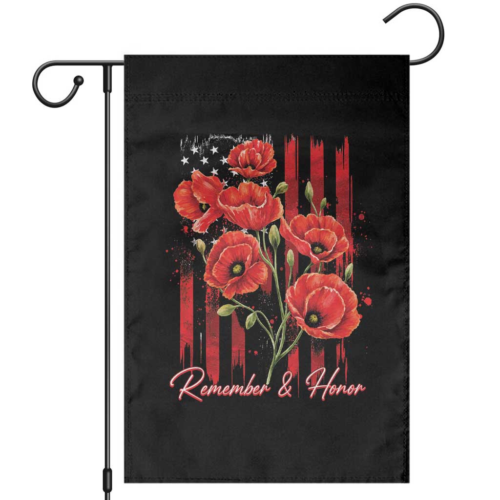 Remember And Honor Memorial Day Garden Flag Red Poppy Flowers