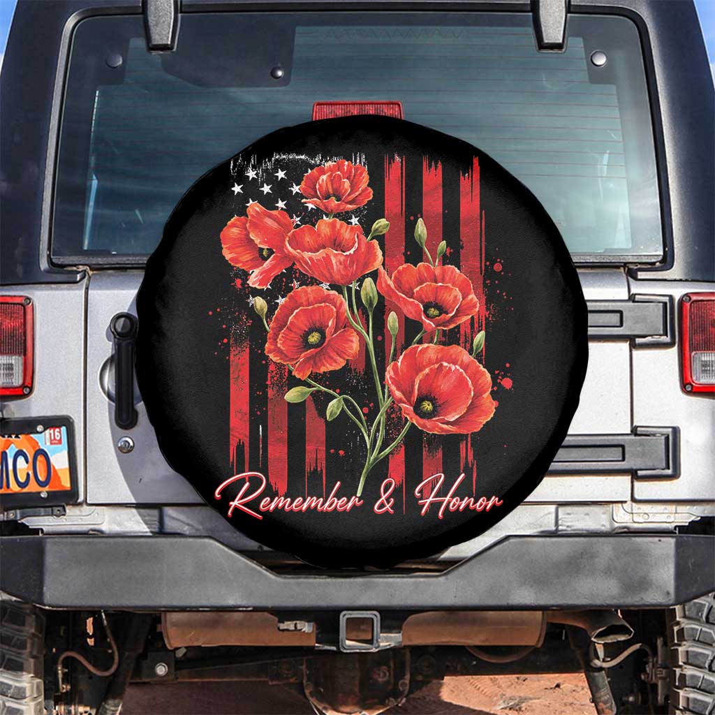 Remember And Honor Memorial Day Spare Tire Cover Red Poppy Flowers