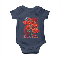 Remember And Honor Memorial Day Baby Onesie Red Poppy Flowers