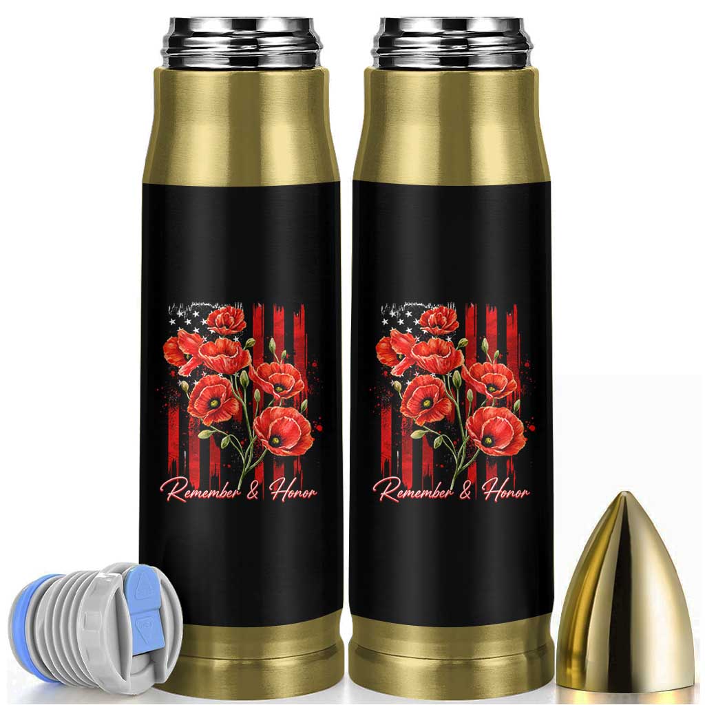 Remember And Honor Memorial Day Bullet Tumbler Red Poppy Flowers