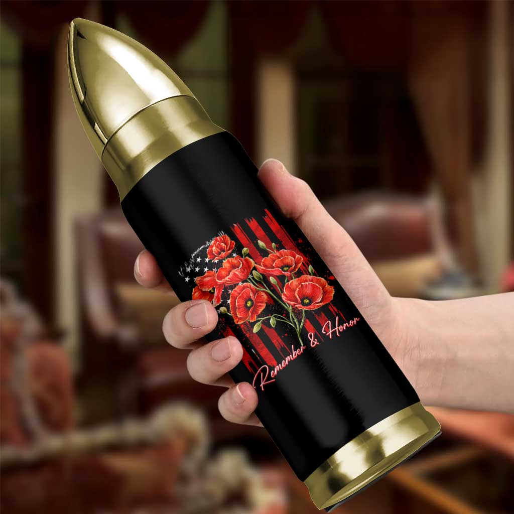 Remember And Honor Memorial Day Bullet Tumbler Red Poppy Flowers