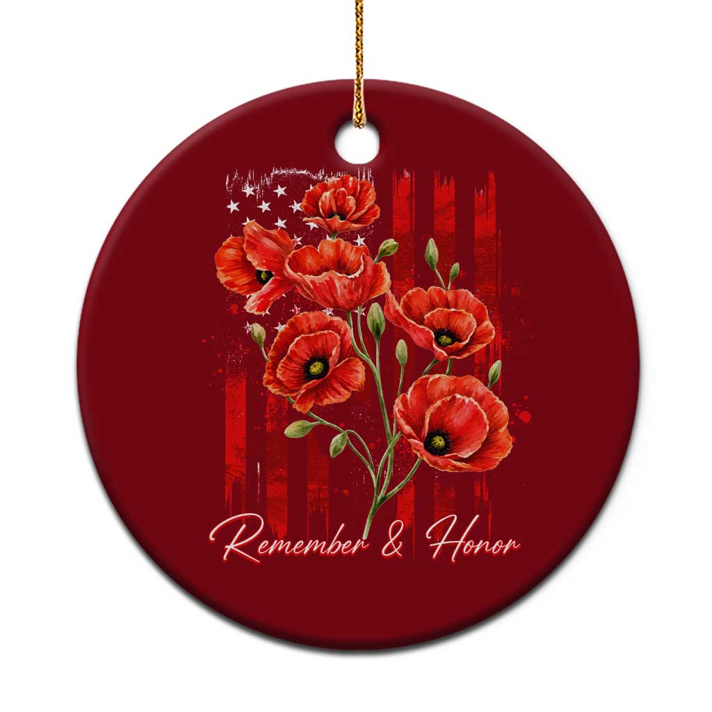 Remember And Honor Memorial Day Ceramic Ornament Red Poppy Flowers