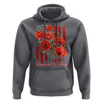 Remember And Honor Memorial Day Hoodie Red Poppy Flowers