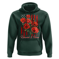 Remember And Honor Memorial Day Hoodie Red Poppy Flowers