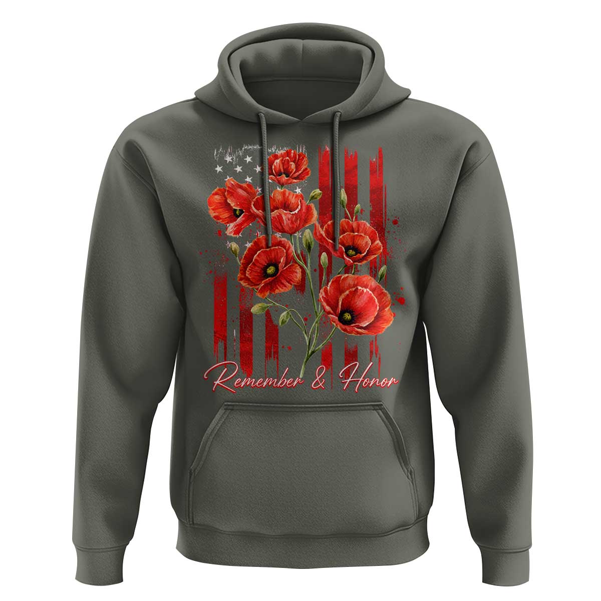 Remember And Honor Memorial Day Hoodie Red Poppy Flowers